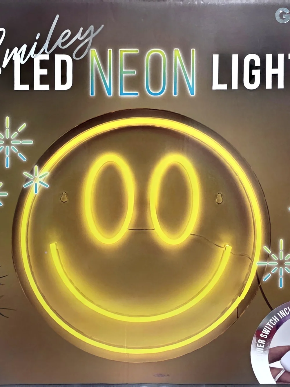 Smiley LED Neon Light - Yellow Smiley Wall Decor by Glo